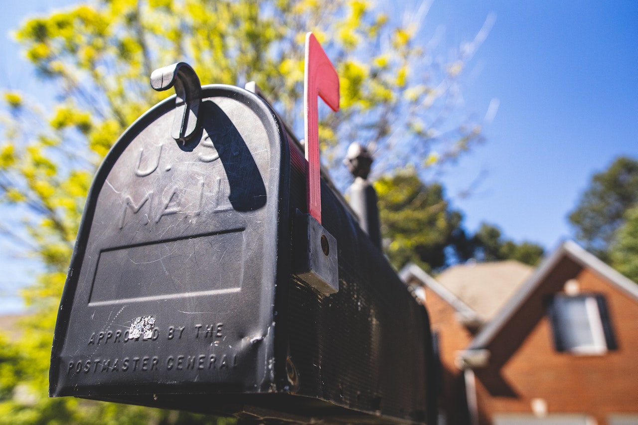 Black metal mailbox
